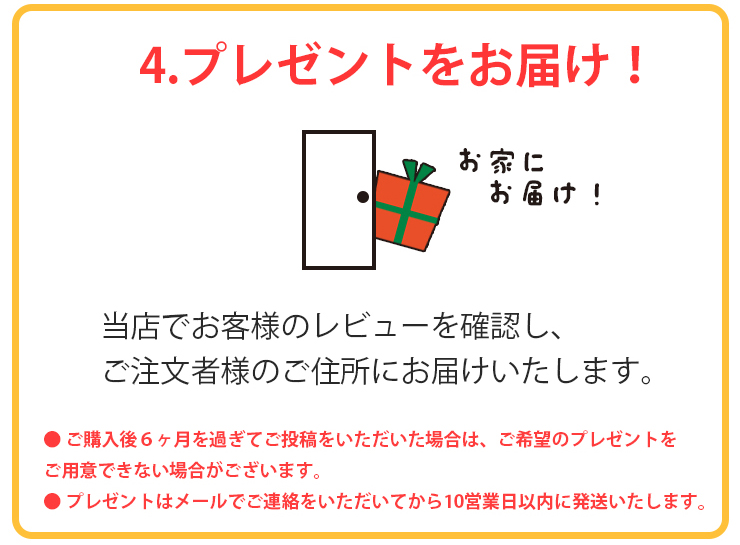 レビューを書いて選べるプレゼント